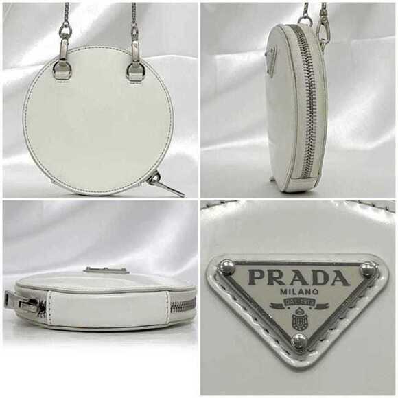 PRADA White Leather Pochette Shoulder Bag - Picture 3 of 11